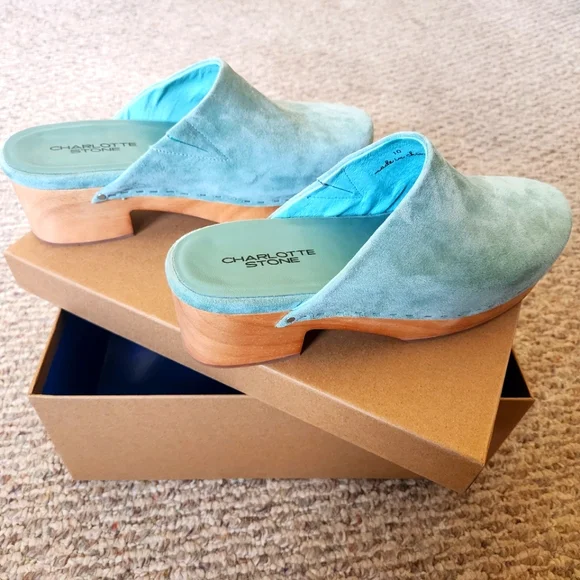Charlotte Stone Women's Blue Suede Mules - Picture 1 of 3